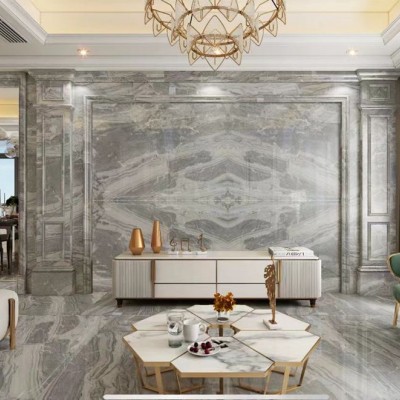 塞爾維亞灰石材背景墻應用