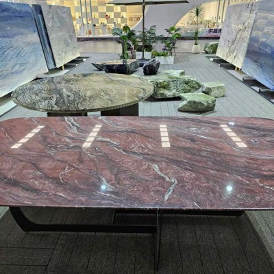 巴西天然奢石：紅絲綢。 尺寸2800?1200?760。 可用做餐桌、會議桌、辦公桌等。 清倉處理：特價出售！