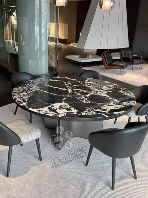 撿漏的特價寶格麗黑大理石餐桌圓桌